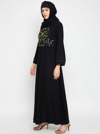 Handwork Detailing Luxury Abaya with Black Hijab