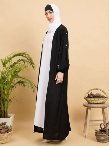 2 Piece Modest Luxury Shrug Abaya with White Georgette Hijab