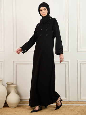 Pearl design abaya with Matching Georgette Hijab
