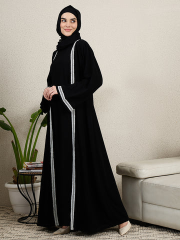 2 Piece Black Shrug Set Abaya with Black Hijab