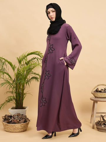 Modest Handworked Front Open Luxury Abaya Burqa with Hijab