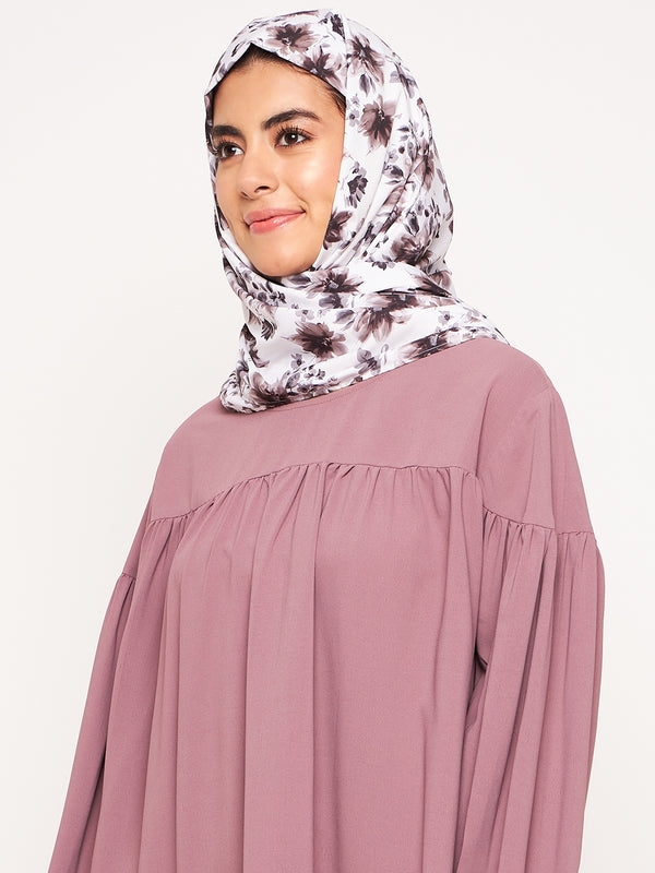 Nabia White and Brown Floral Printed Ragular Use Women’s Scarf