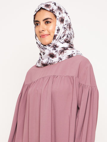 Nabia White and Brown Floral Printed Ragular Use Women’s Scarf