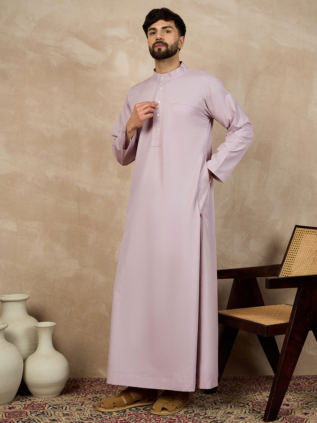 Nabia Mandarin Collar Long Sleeves Jubba/Thobe