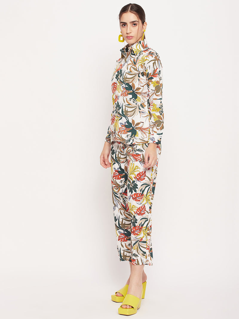 Nabia Women White & Yellow Printed Co-Ord Set
