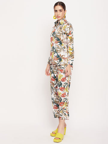 Nabia Clearance: Women White & Yellow Printed Co-Ord Set