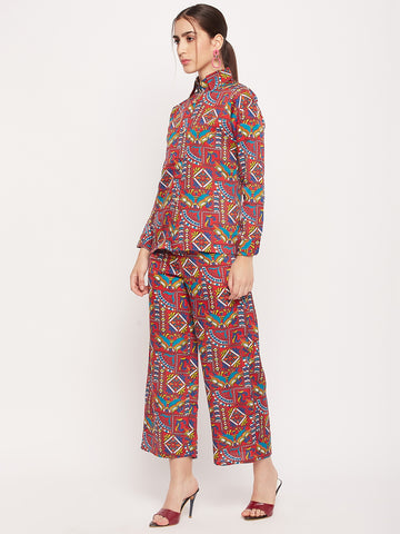 Nabia Women Red & Yellow Printed Co-Ord Set