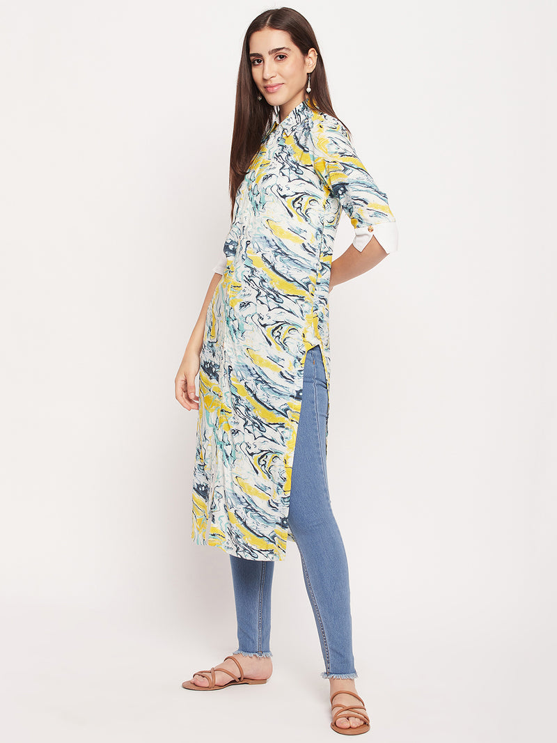 Nabia Women Front Open Multi Colour Printed kurta
