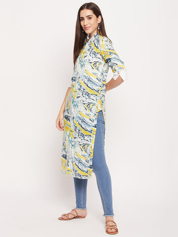 Nabia Women Front Open Multi Colour Printed kurta