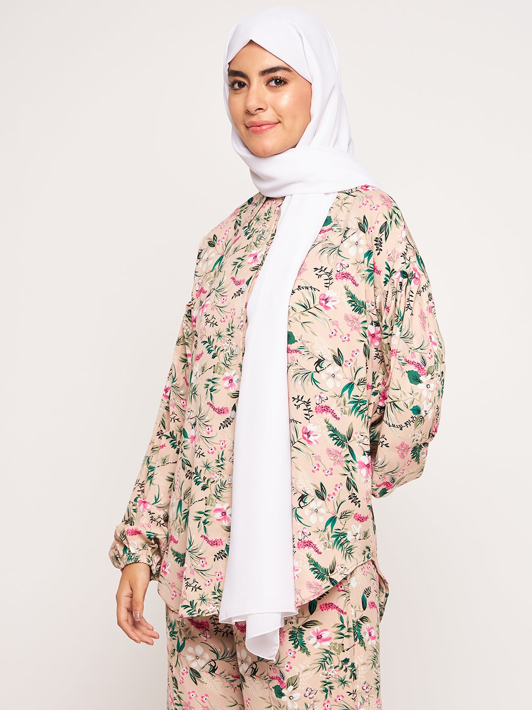 Nabia White Solid Scarf