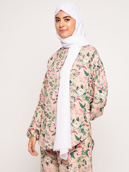 Nabia White Solid Scarf