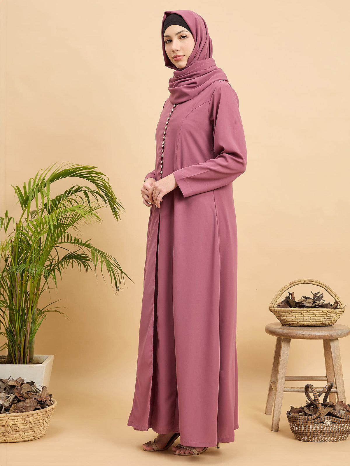 Modest Pink Abaya Burqa for Women with Matching Hijab