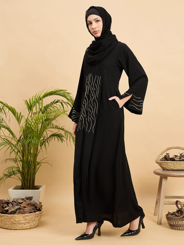 Handworked Luxury Modest Abaya Burqa for Women with Georgette Hijab