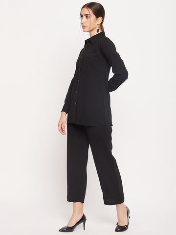 Nabia Women Black Solid Co-Ord Set