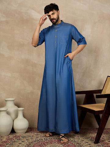Nabia Half Sleeves Blue Denim Jubba/Thobe