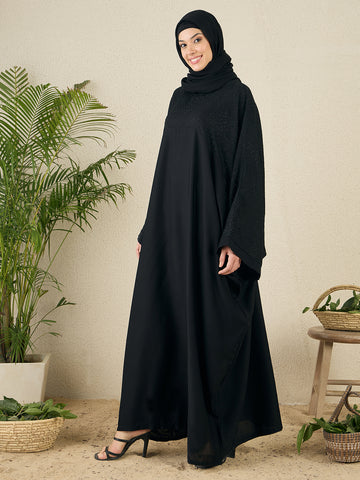 Black Free size Kaftan Abaya for Women with black hijab