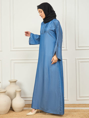 Denim Abaya burqa with Black Georgette Hijab