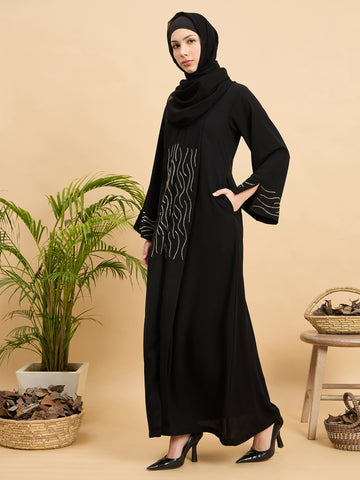 Handworked Luxury Modest Abaya Burqa for Women with Georgette Hijab