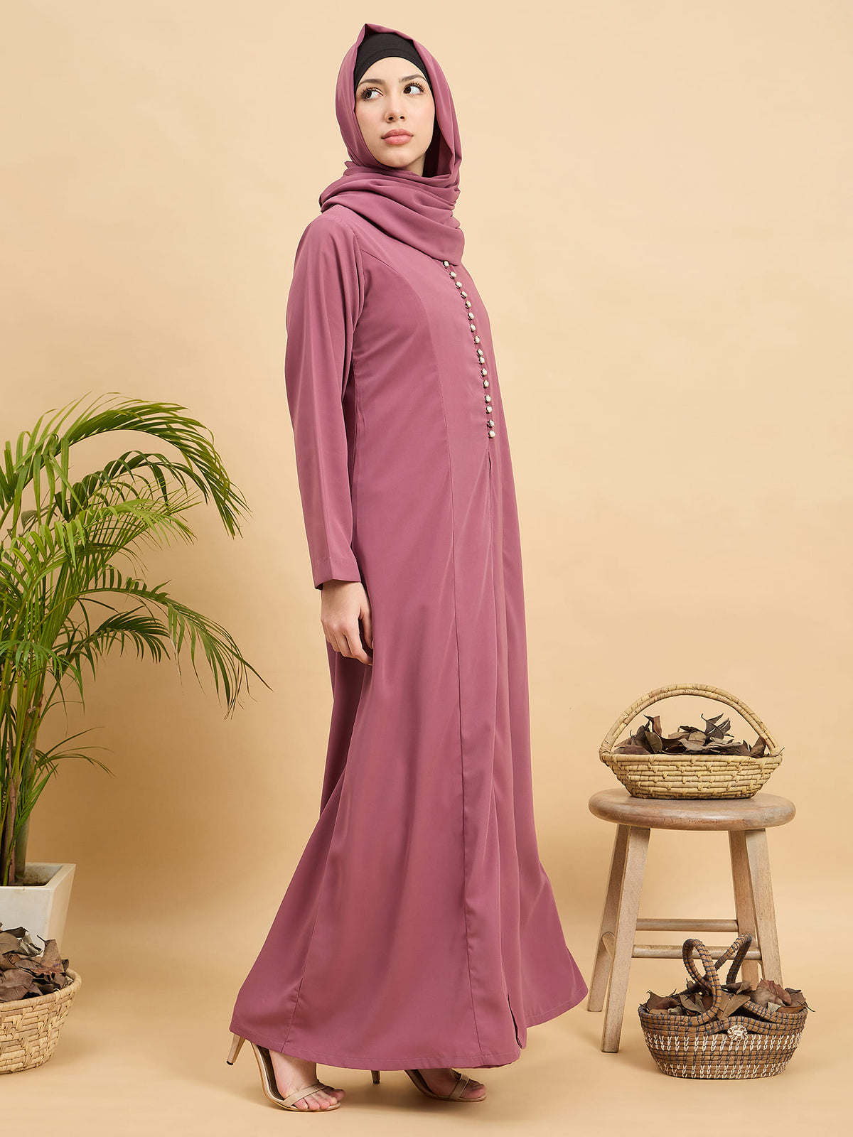Modest Pink Abaya Burqa for Women with Matching Hijab
