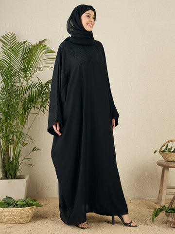 Black Free size Kaftan Abaya for Women with black hijab