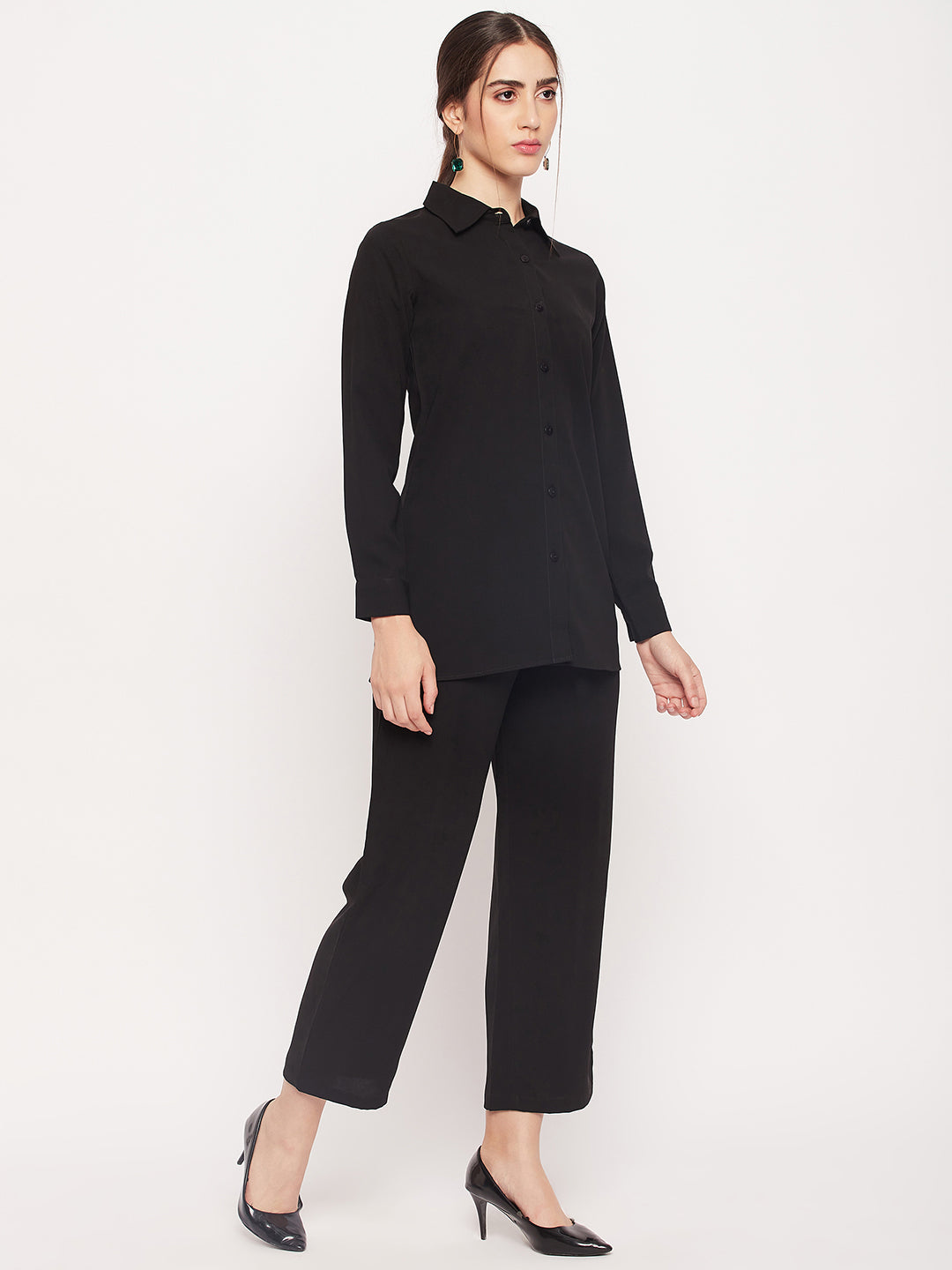 Nabia Women Black Solid Co-Ord Set