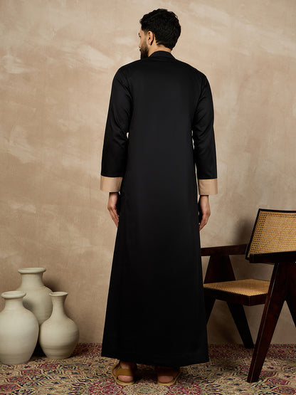Nabia Black Solid Zip Closure Jubba/Thobe
