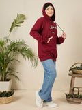 Women's Modest Maroon Fleece Sabr Winter Hoodie