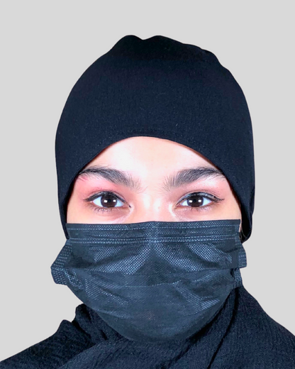 Plain Black Tie-Back Undercap Hijab