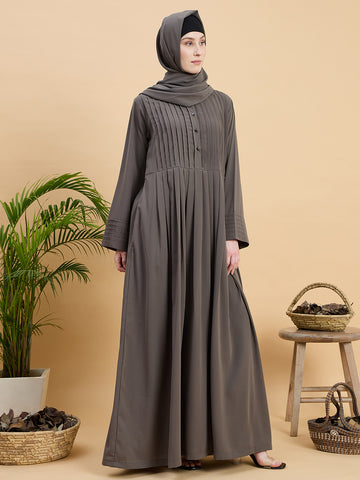 Solid Grey Abaya Burqa with Matching Hijab