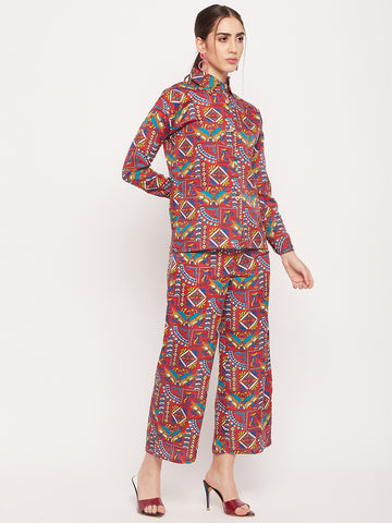 Nabia Women Red & Yellow Printed Co-Ord Set