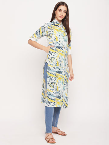 Nabia Women Front Open Multi Colour Printed kurta