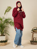 Sabr Modest Maroon Fleece Winter Hoodie for Women