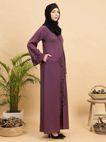 Modest Handworked Front Open Luxury Abaya Burqa with Hijab