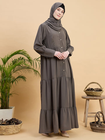 Women’s Grey Abaya Burqa with Matching Hijab