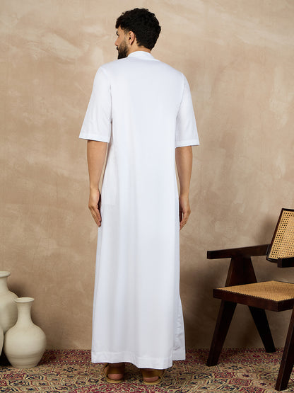 Nabia Half Sleeves White Jubba/Thobe