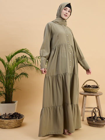 Women’s Beige Abaya Burqa with Matching Hijab