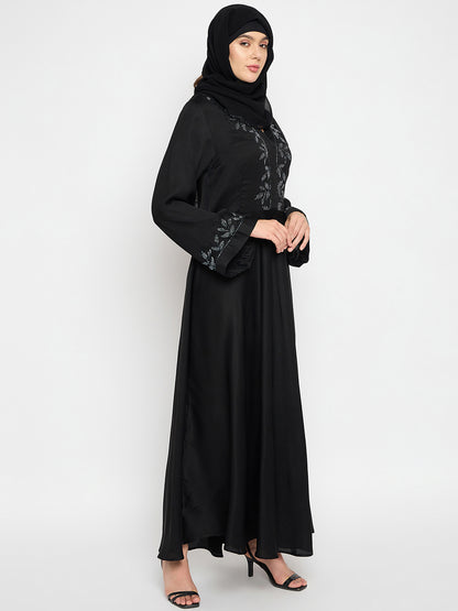 Handwork Black Luxury Abaya With Black Hijab