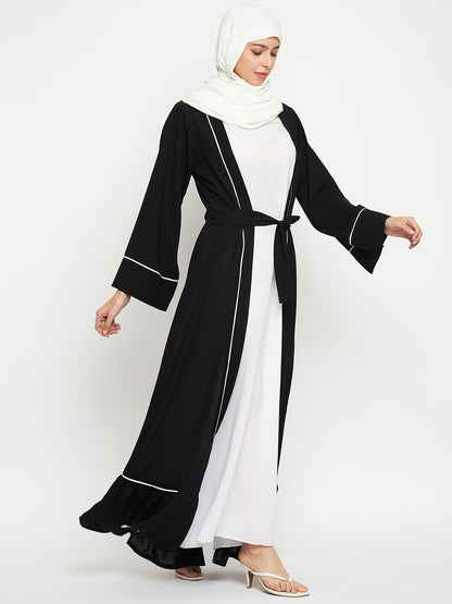 2 Piece Shrug Set Abaya with Black Hijab