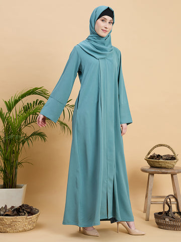 Women’s Solid Sea Green Abaya Burqa with Matching Hijab
