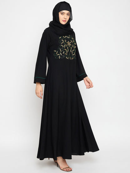 Handwork Detailing Luxury Abaya with Black Hijab