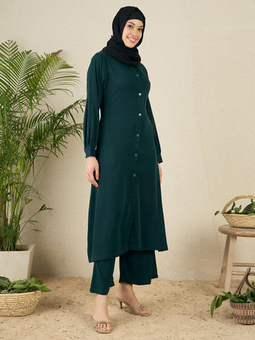 Nabia Green Solid Co-ord Set for Women