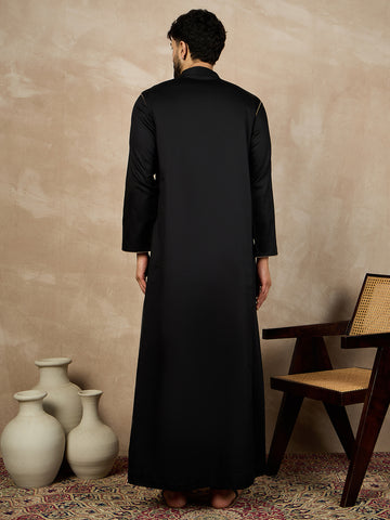 Nabia Black Mandarin Collar Men's Jubba/Thobe