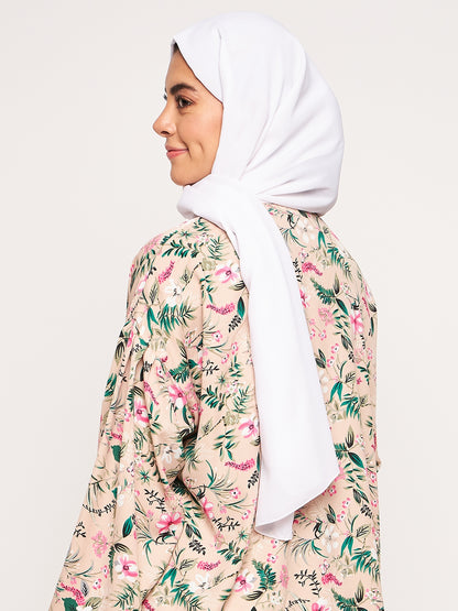 Nabia White Solid Scarf