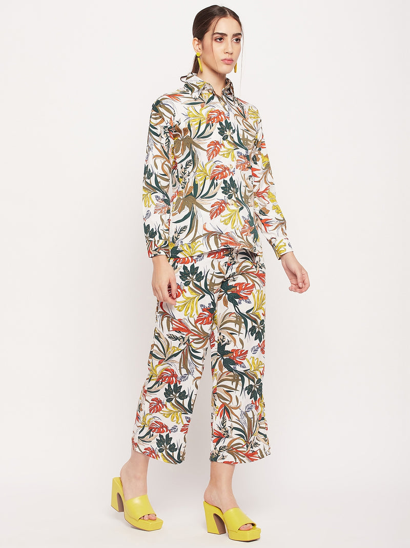 Nabia Women White & Yellow Printed Co-Ord Set