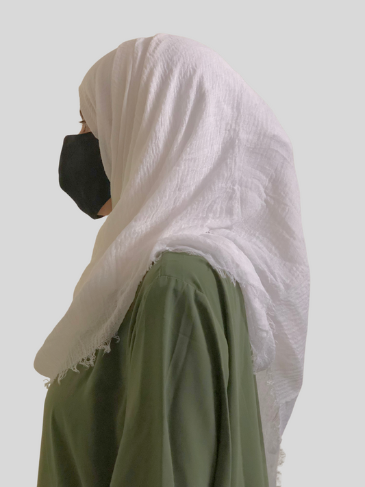 Nabia White Ragular Use Cotton Crinkle Hijab