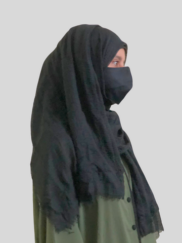 Nabia Black Ragular Use Cotton Crinkle Women’s Hijab