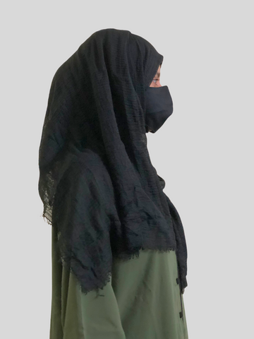 Nabia Black Ragular Use Cotton Crinkle Women’s Hijab