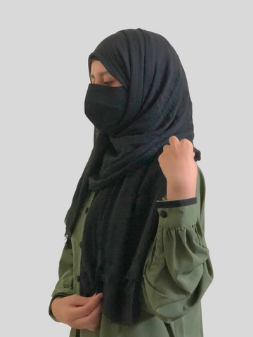 Nabia Black Ragular Use Cotton Crinkle Women’s Hijab