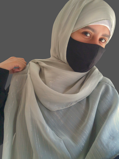 Nabia Mint Green Chiffon Metallic Shimmer Hijab
