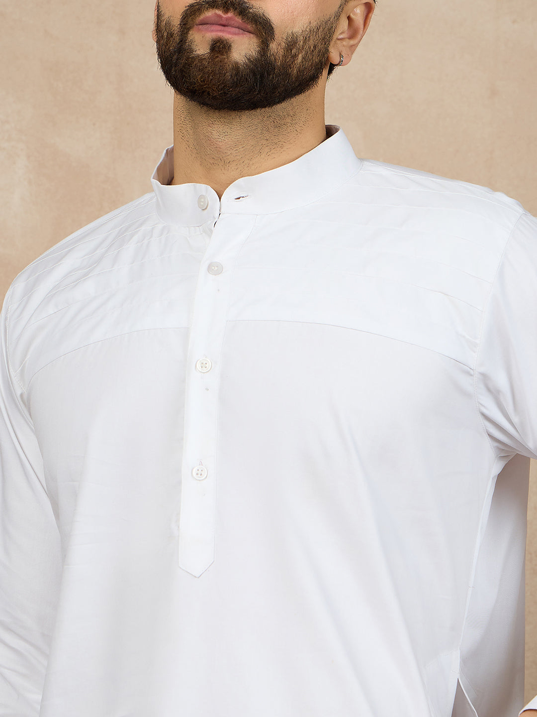 Nabia White Cotton Kurta and Pajama Set for Men